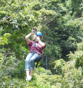 Zip-lining in Costa Rica over the summer, senior Breanna Morrow tried something new that pusher her out of comfort zone. Ever since she has wanted to do it again. Photo by: Katie Sommers