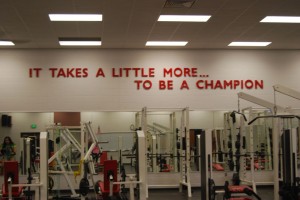 PHS students get this motivational quote above their heads when they work out. Photo by: Elizabeth Jackson