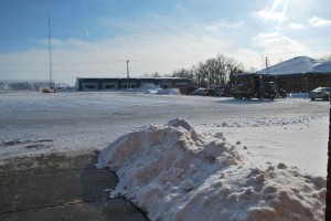 This is the Plymouth High School parking lot where the buses pull into in the morning and afternoon. By Chase Holzwart