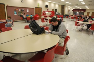 A student spends his study hall working on the computer. Photo by: Chandy Schuler