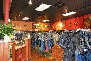 Hundreds of jeans await customers in The Jean Shack. All of these jeans are second-hand and priced especially for local patrons. Photo by: Emory Smith