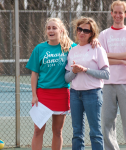 Savannah Mae and coach Plumlee talking about fear of cancer. Photo contributed by: Aylyn Echeverria