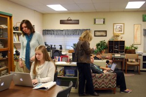 Miss Caudill is helping students with their work in English class. Photo by: Janessa Salazar