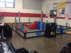 This is the mat where students can try out the robots they have designed. Students try to move the cubes and maneuver their robot skillfully. Photo by: Sharon Oviedo 