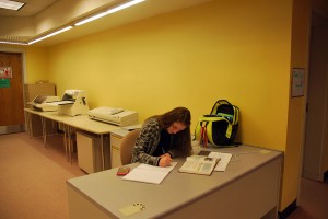 Students such as Jenna Nifong go to the library so they can focus on getting their school work done. Photo by: Abbigail Rose