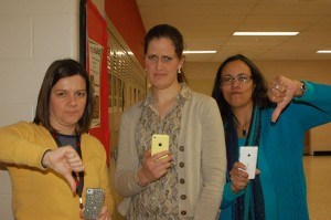 Mrs. Schmeltz, Mrs. Ippel, and Mrs.Wendt  are unhappy with the cellphone usage in the classroom. Photo by: Noemy Almendarez 