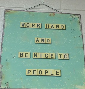 In Mrs. Gifford's classroom, she keeps inspirational signs and quotes up to keep her room comfortable and in a way warm. Photo by: Taylor Drake