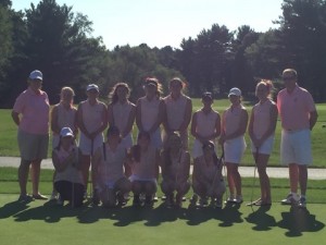 The girls golf team at pink out for breast cancer with different teams in our conference to raise money on Monday, September 14. Photo by Meghan Caine  