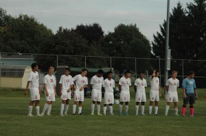 The team lines up to begin the game. Photo by Lifetouch Photo by Lifetouch