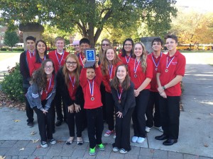 Row 1: Grace Morris, Cynthia Renteria Ruvalcaba, Team Manager Ray Guan, Jena Downs, Sydney Morris, Julia Marohn Row 2: Samuel Carroll, Jessica Baca, Garrett Garver, Edgar Garcia Cuatlatl, Autumn Wilson, Sharon Oviedo, Matt Pintal, and Devin Rogers. Photo by: 